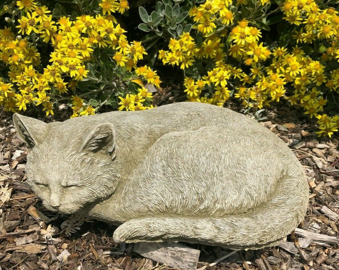 Curled Up Cat Statue
