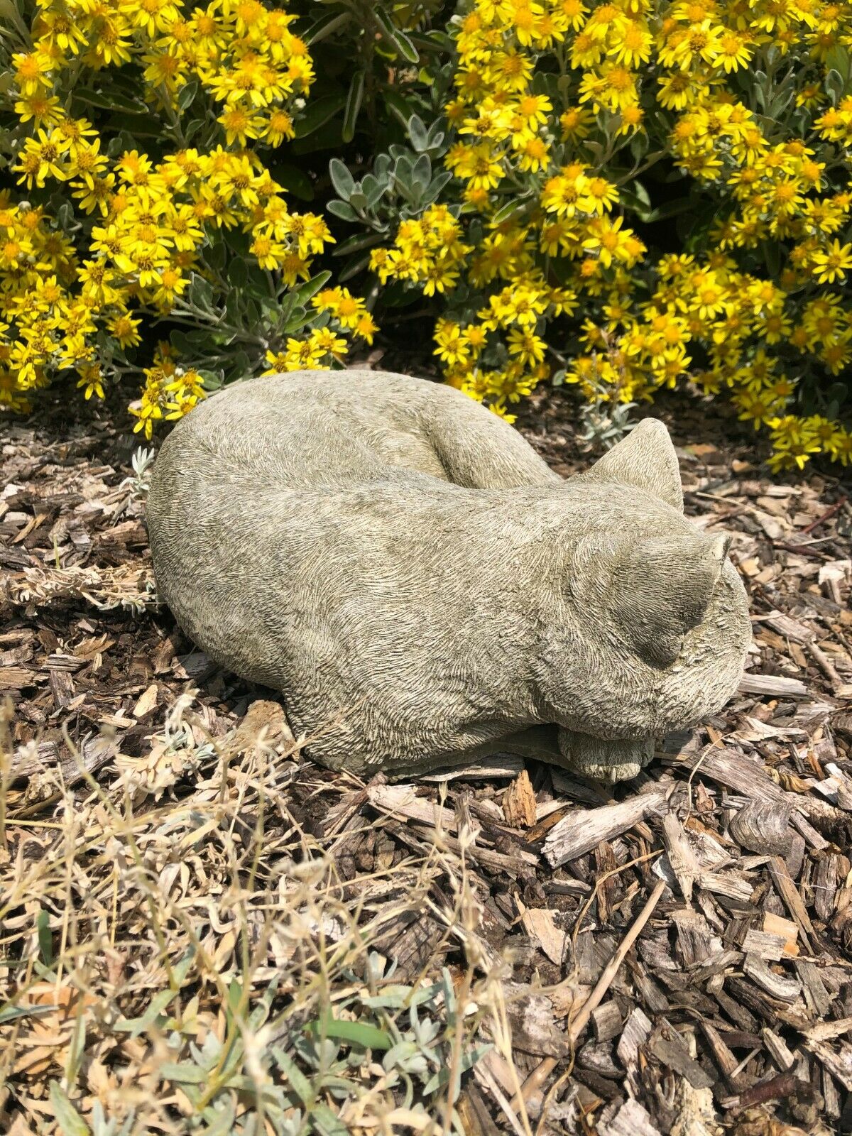 Curled Up Cat Statue