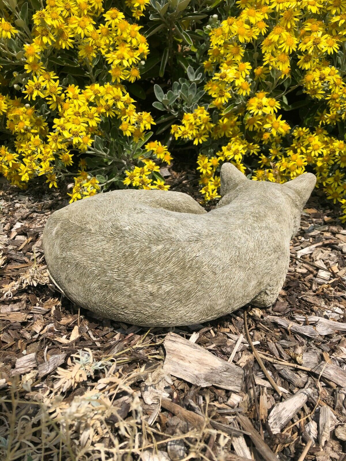 Curled Up Cat Statue