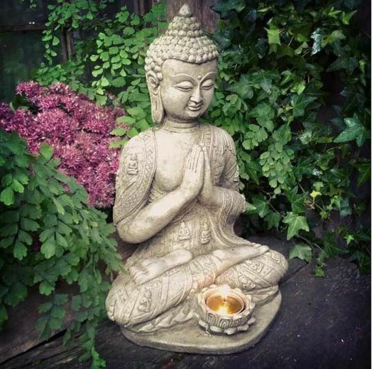 Lotus Tealight Buddha Stone Statue