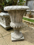 Fluted Stone Urn Outdoor Garden Statue