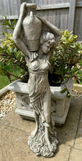 Lady With Wine Jug Stone Statue