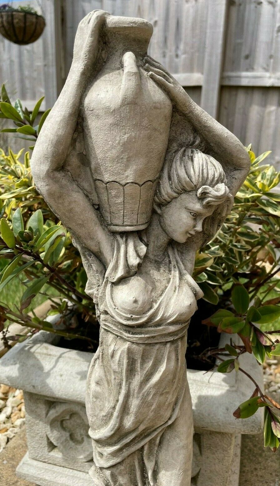 Lady With Wine Jug Stone Statue