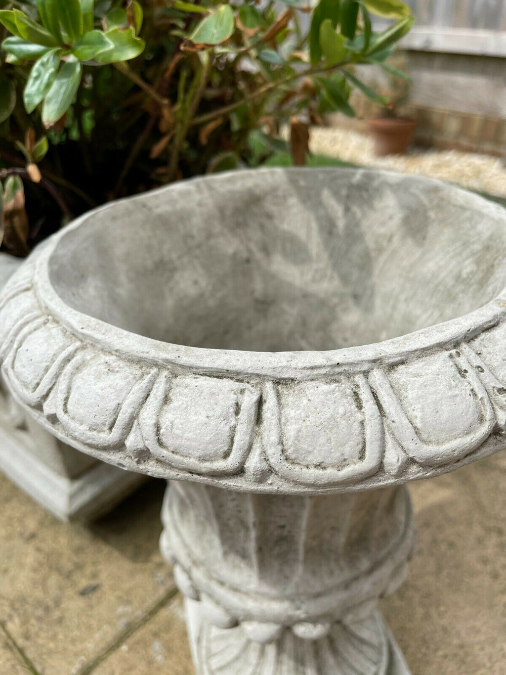 Fluted Stone Urn Outdoor Garden Statue