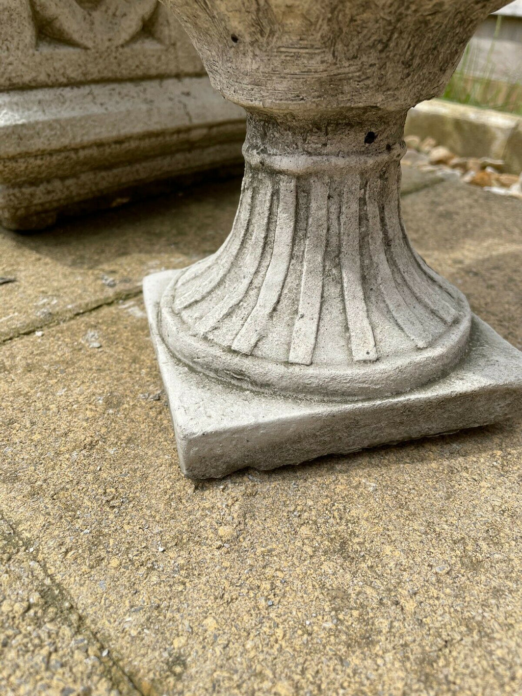 Fluted Stone Urn Outdoor Garden Statue