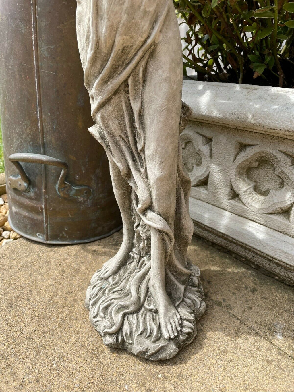 Lady With Wine Jug Stone Statue