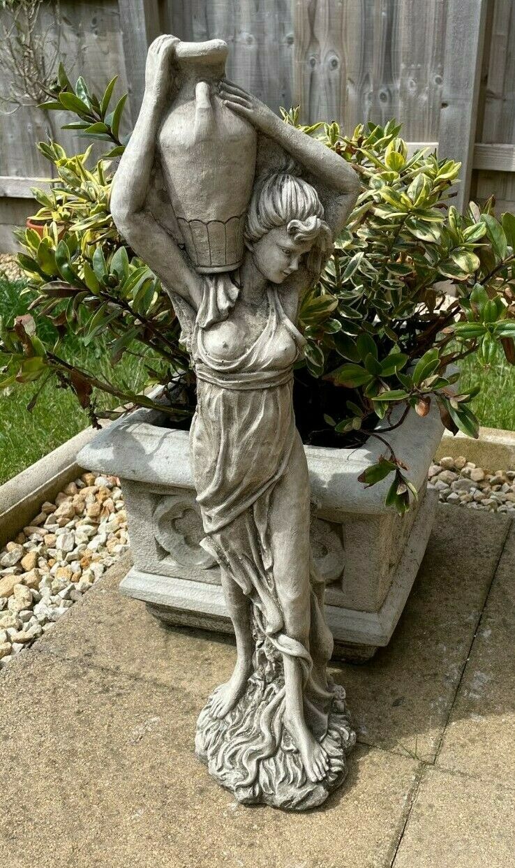 Lady With Wine Jug Stone Statue