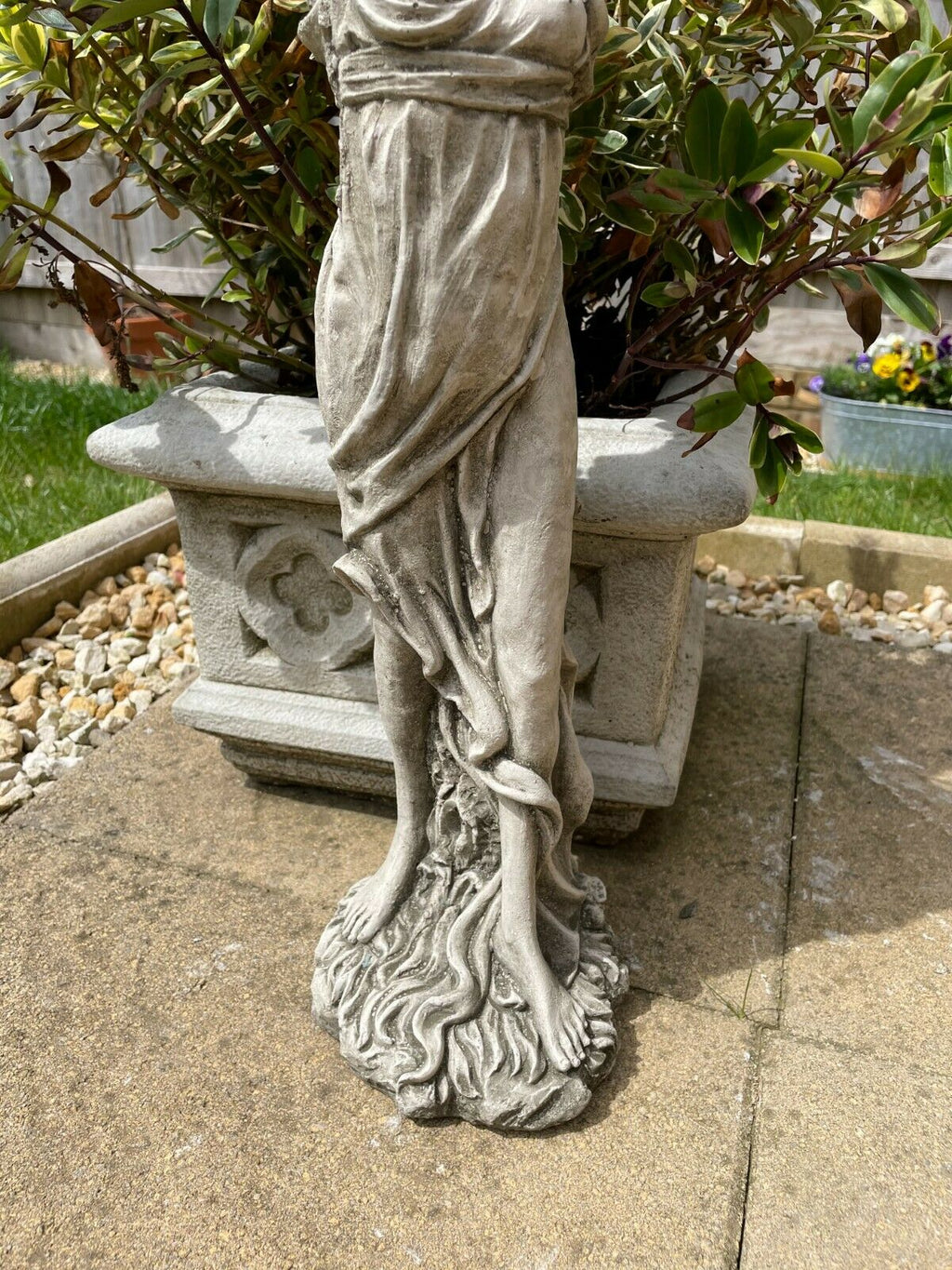 Lady With Wine Jug Stone Statue