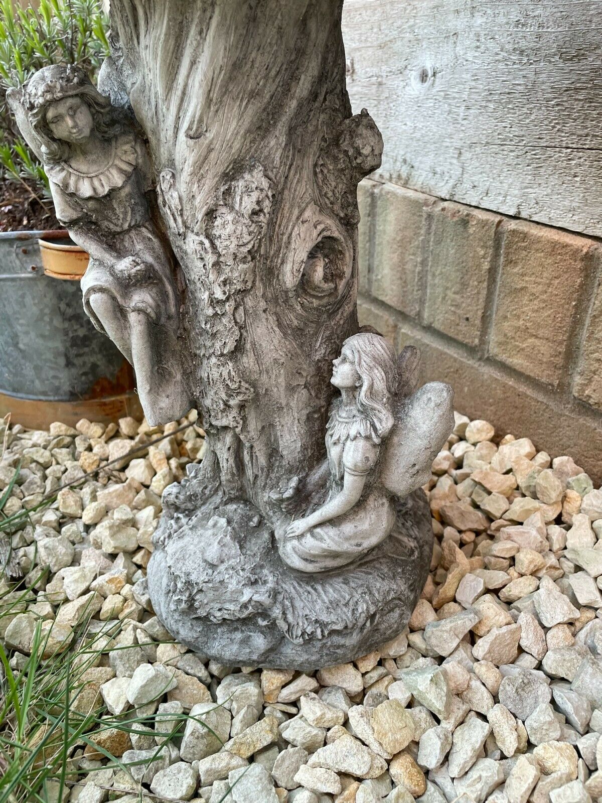 Fairy Bird Bath Stone Statue