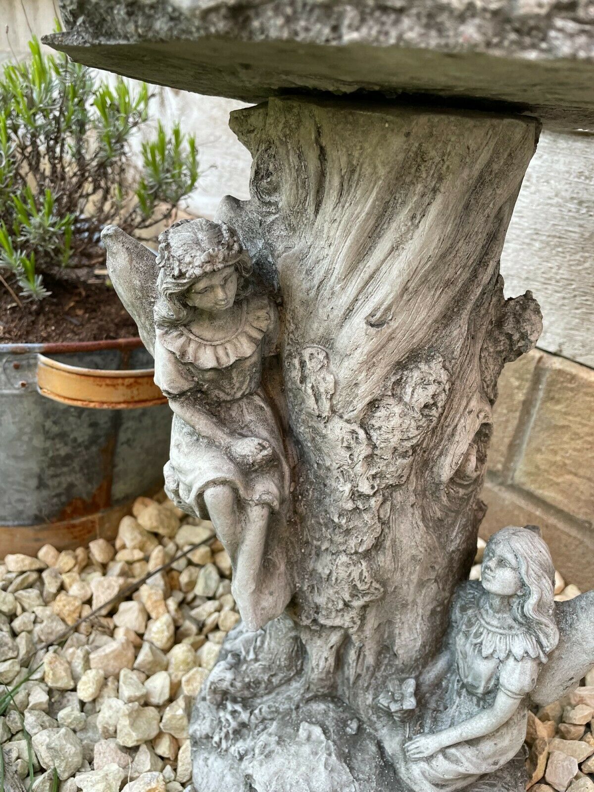 Fairy Bird Bath Stone Statue