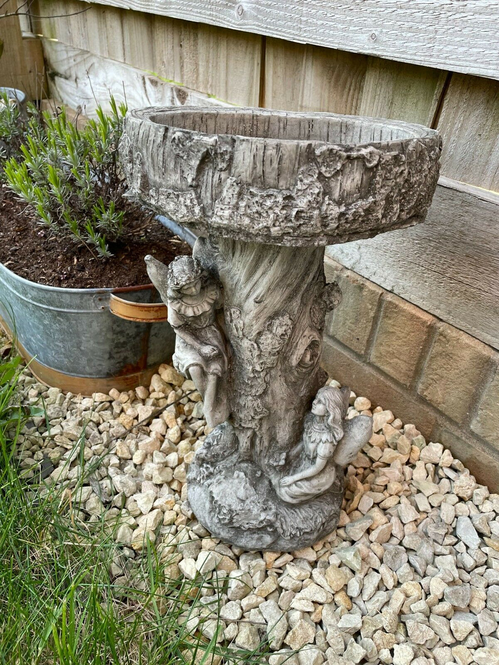 Fairy Bird Bath Stone Statue