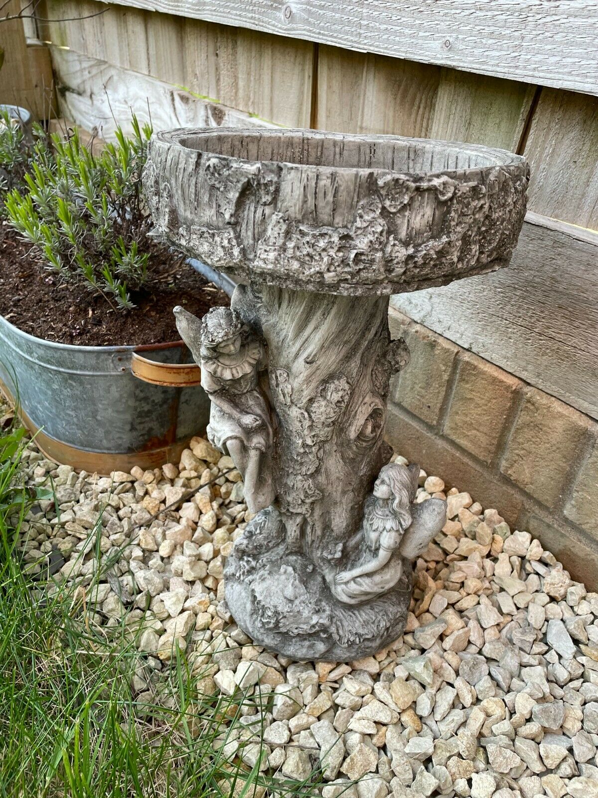 Fairy Bird Bath Stone Statue