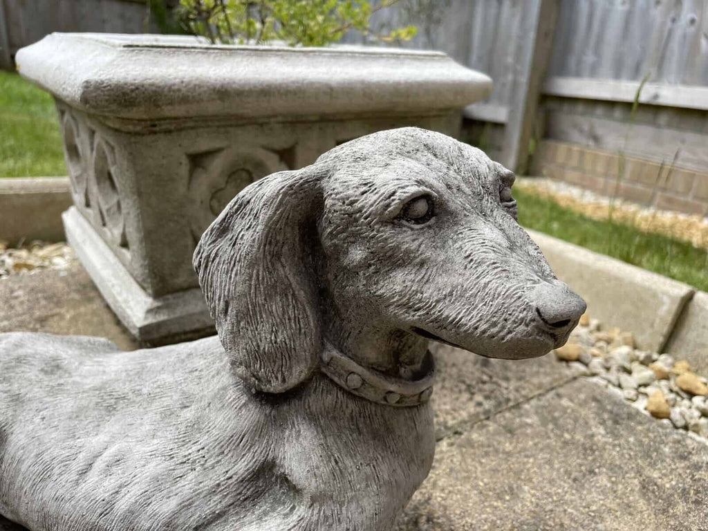 Standing Dachshund Stone Statue