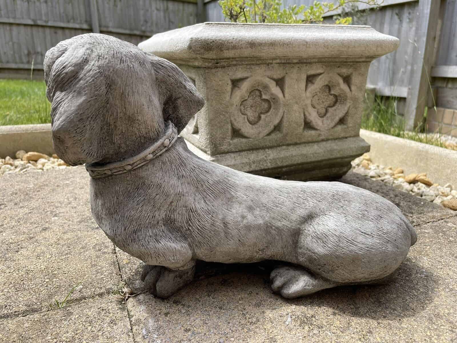 Standing Dachshund Stone Statue