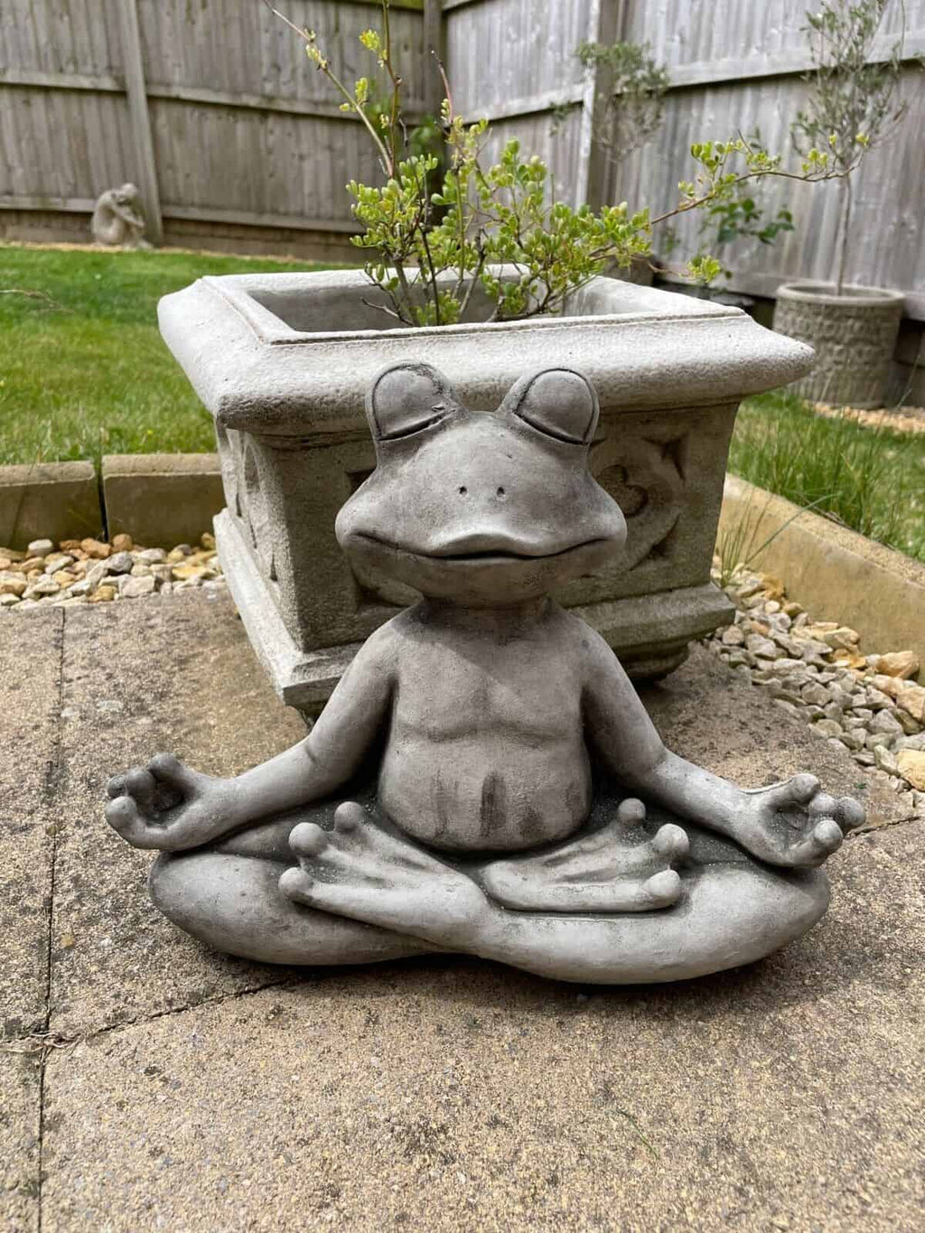Meditating Frog Stone Garden Statue