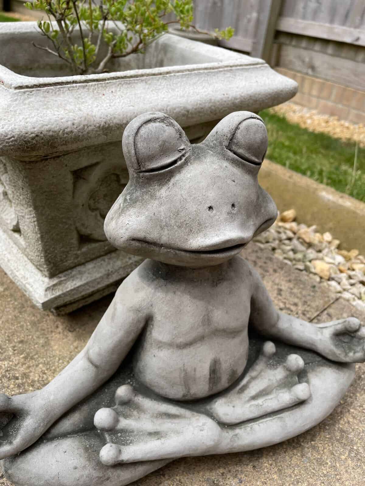 Meditating Frog Stone Garden Statue