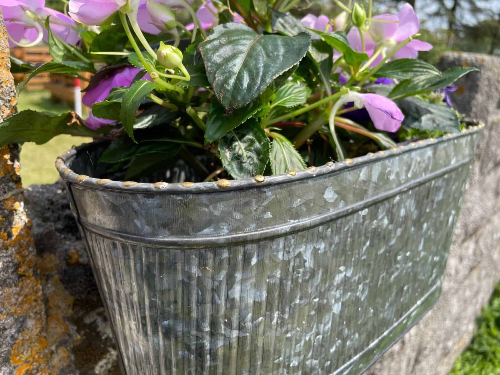 Galvanised Railing Hanging Ribbed Planter