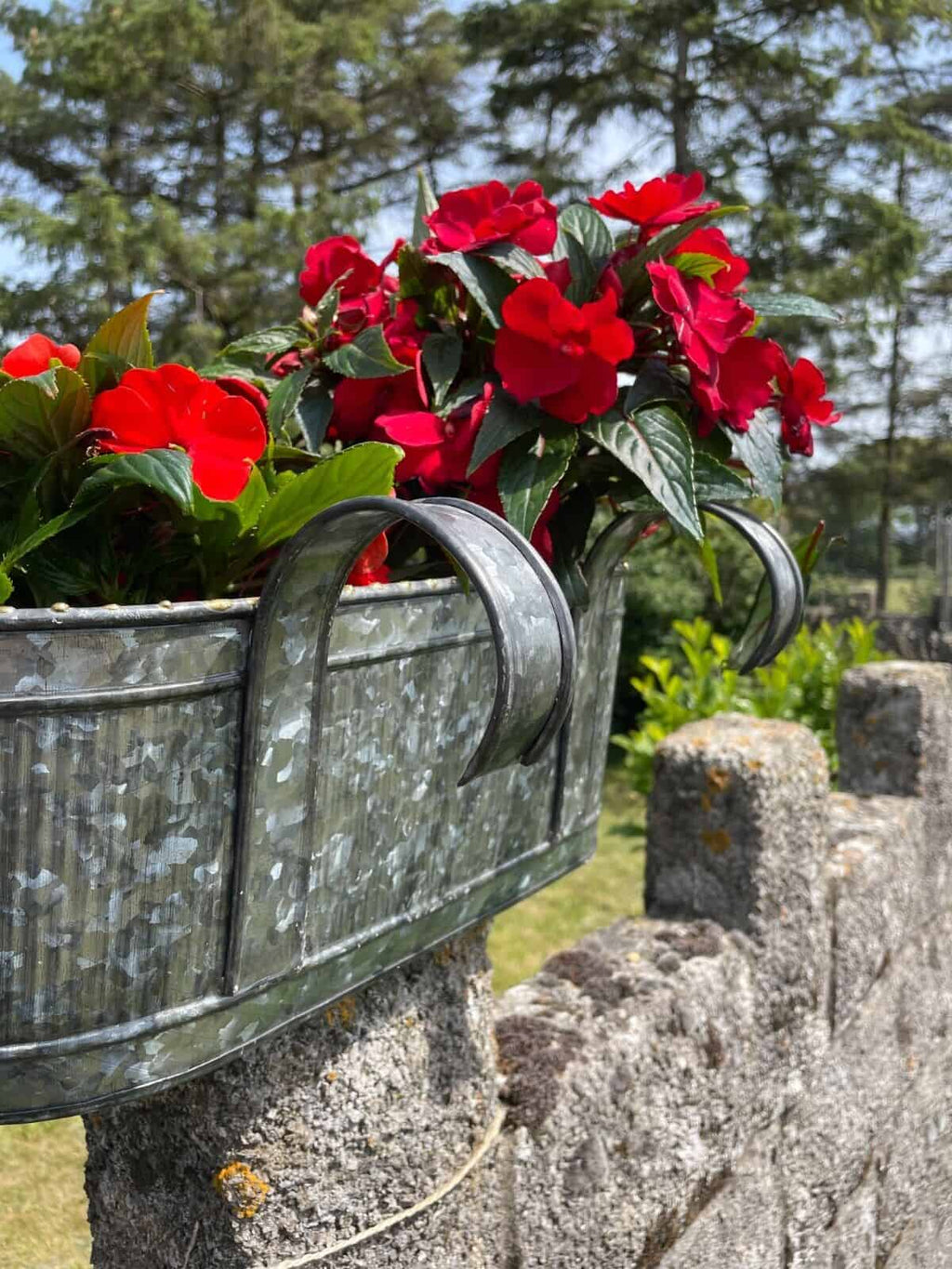 Galvanised Railing Hanging Ribbed Planter