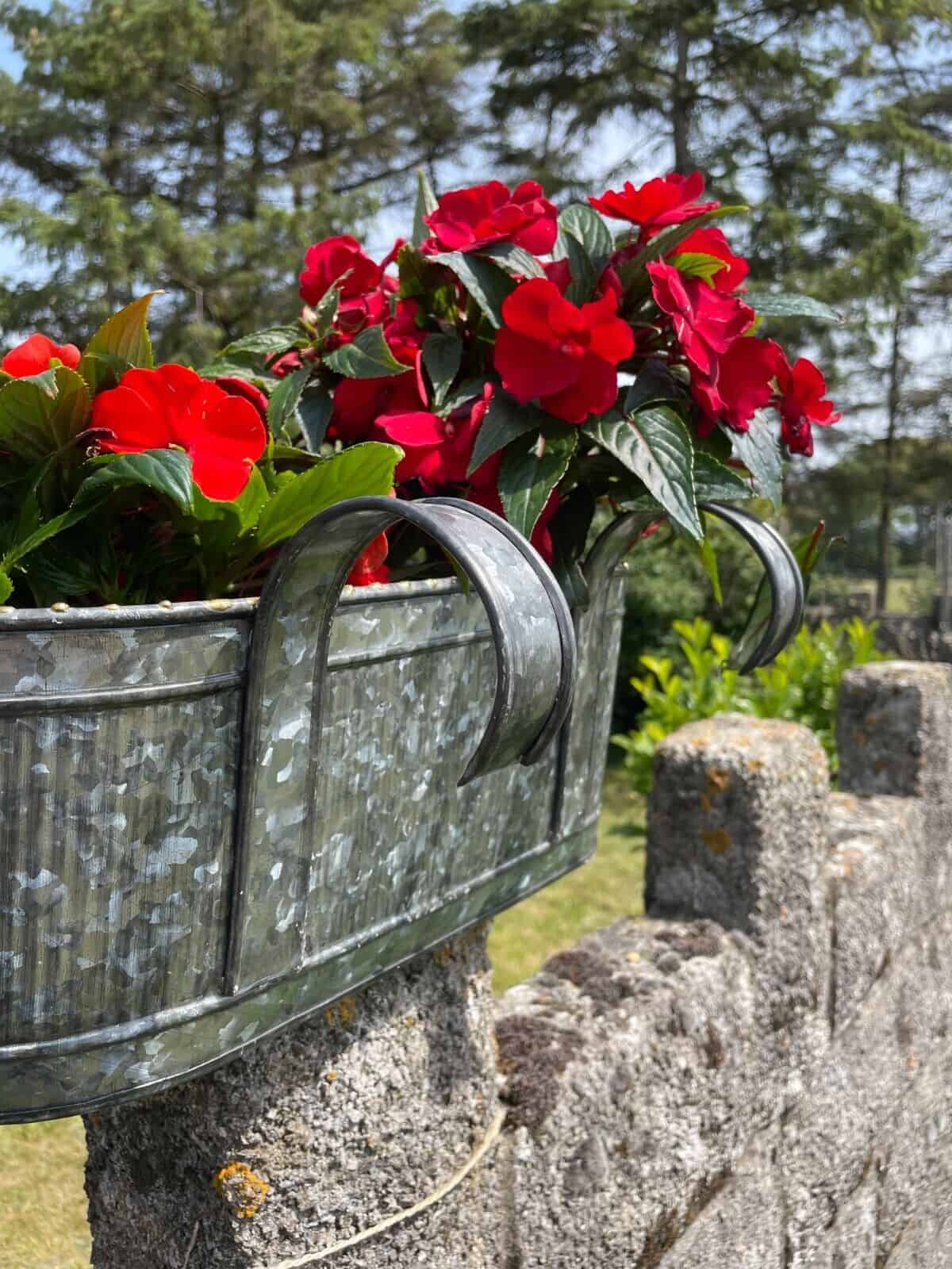 Galvanised Railing Hanging Ribbed Planter
