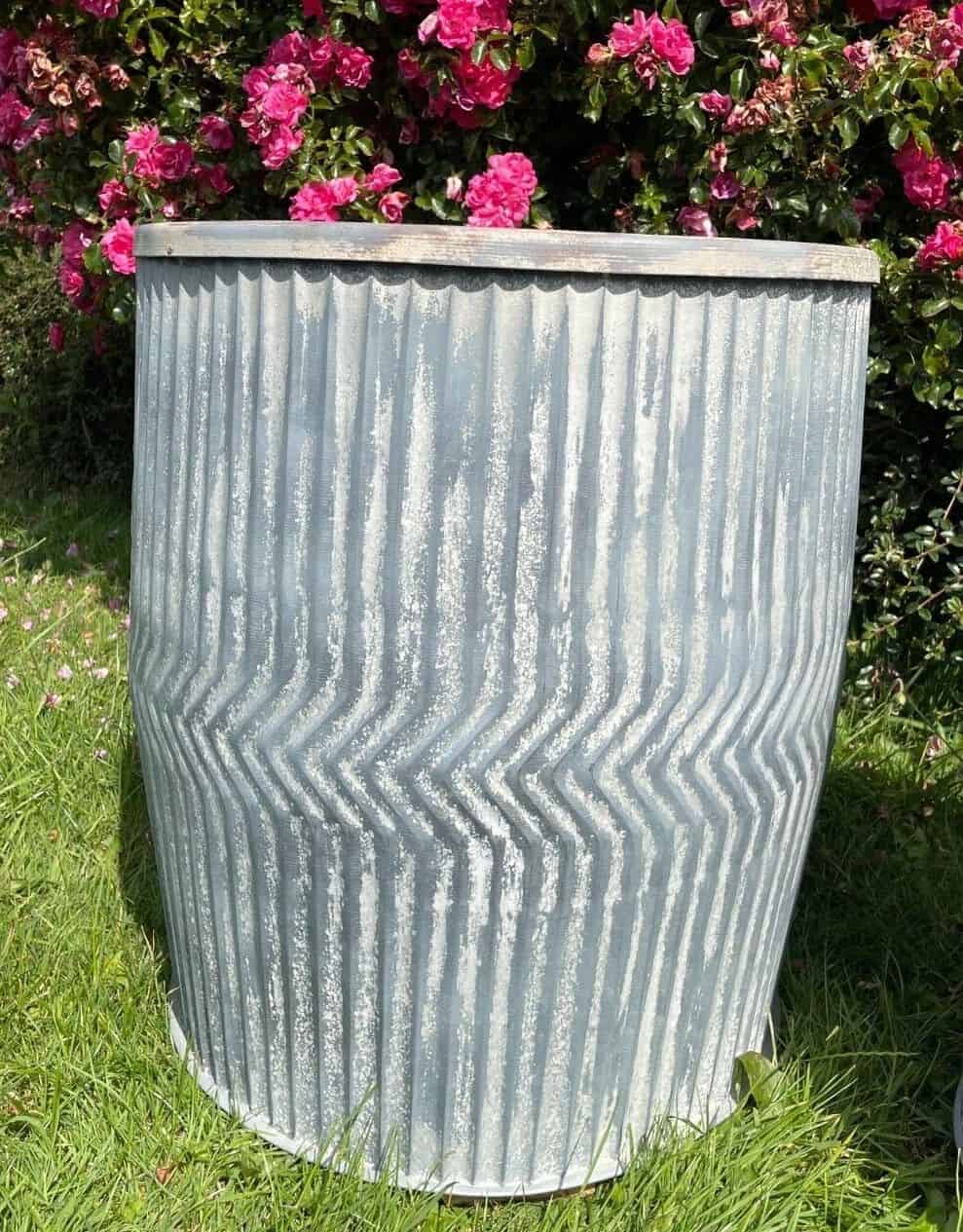 Galvanised Chevron Dolly Tub Set of 2