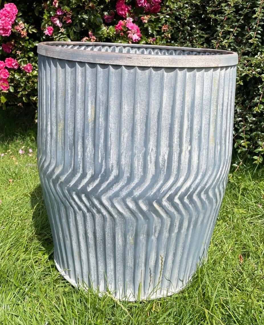 Galvanised Chevron Dolly Tub Set of 2