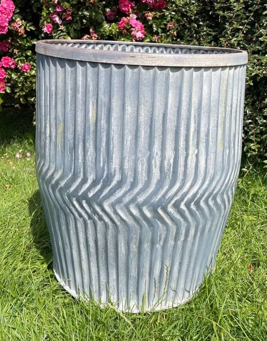 Galvanised Chevron Dolly Tub Set of 2