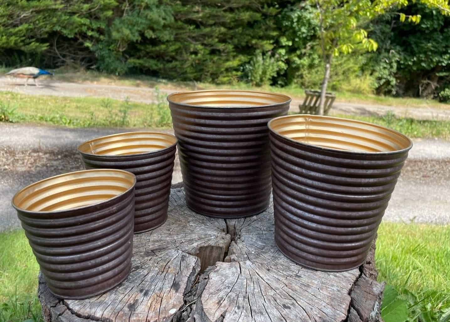 Set of 4 Galvanised Flower Pots