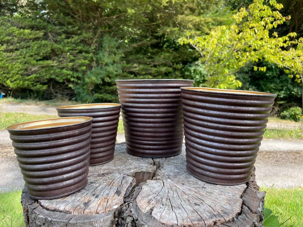 Set of 4 Galvanised Flower Pots