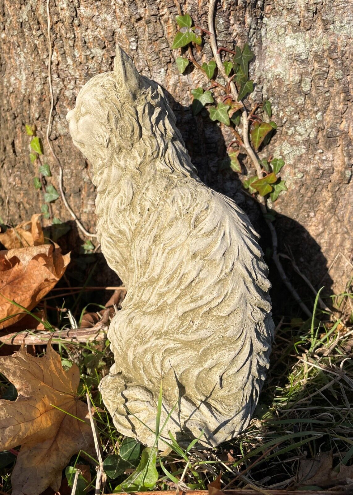 Furry Cat Stone Statue