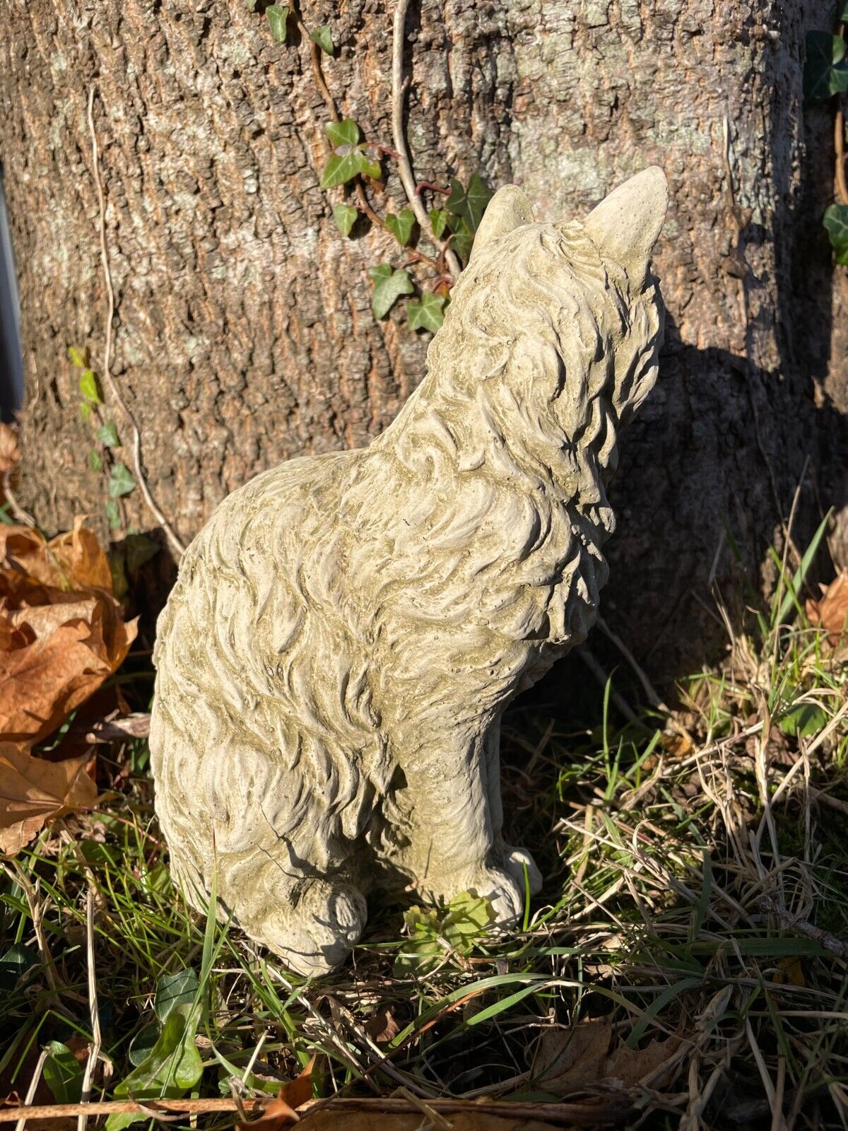 Furry Cat Stone Statue