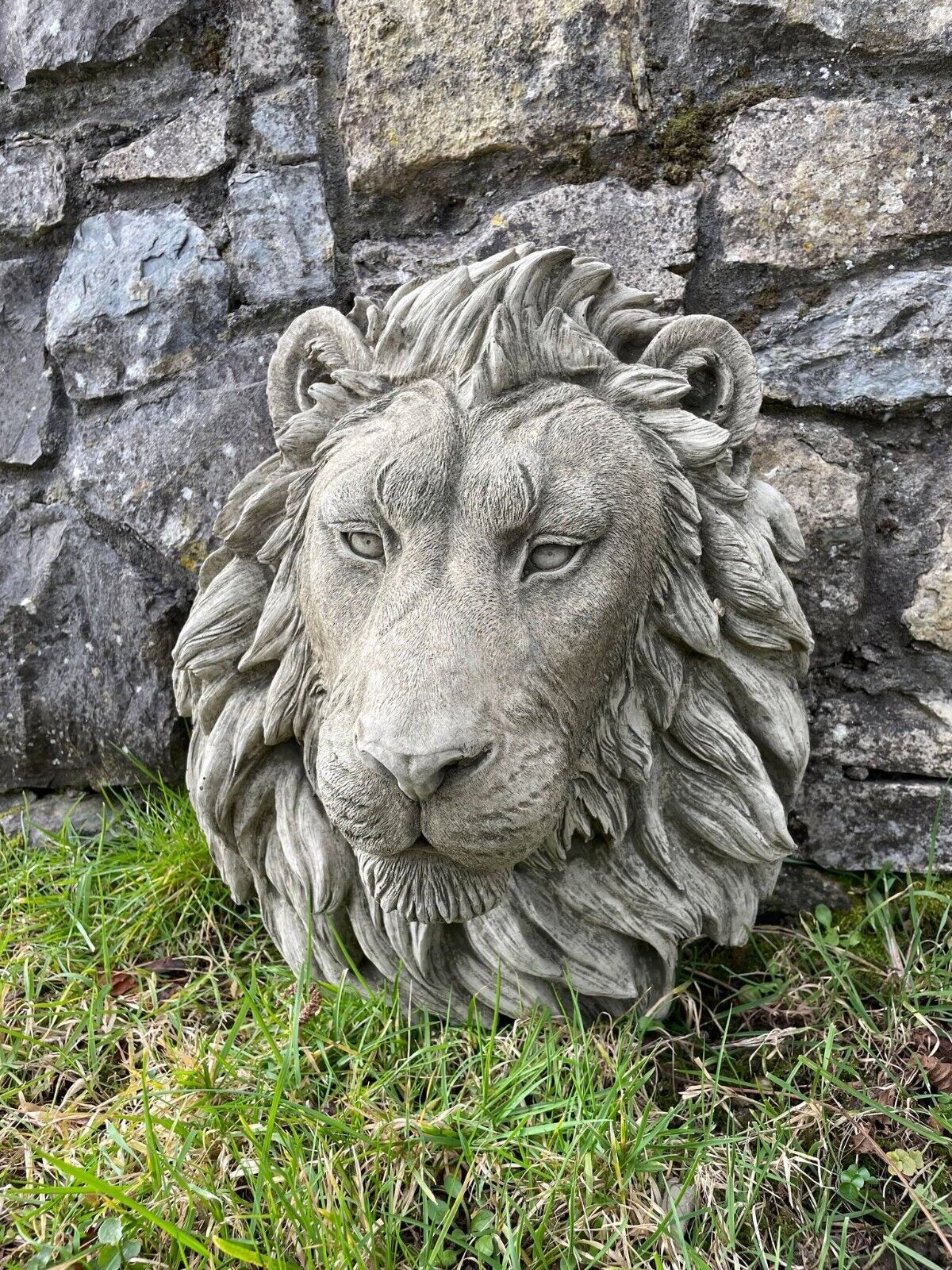 Large Lion Head Stone Statue