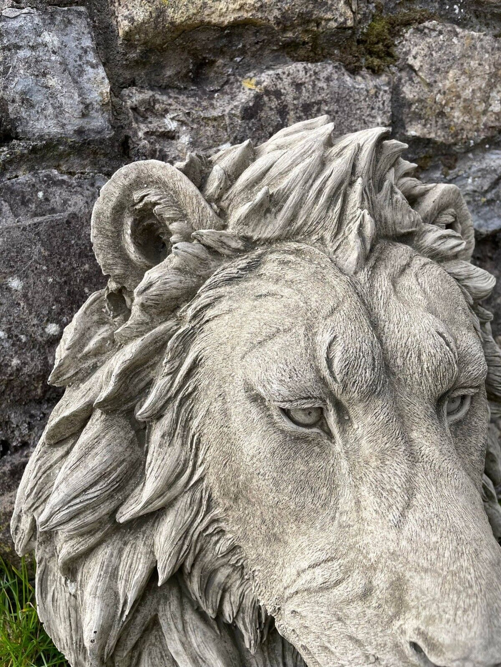 Large Lion Head Stone Statue