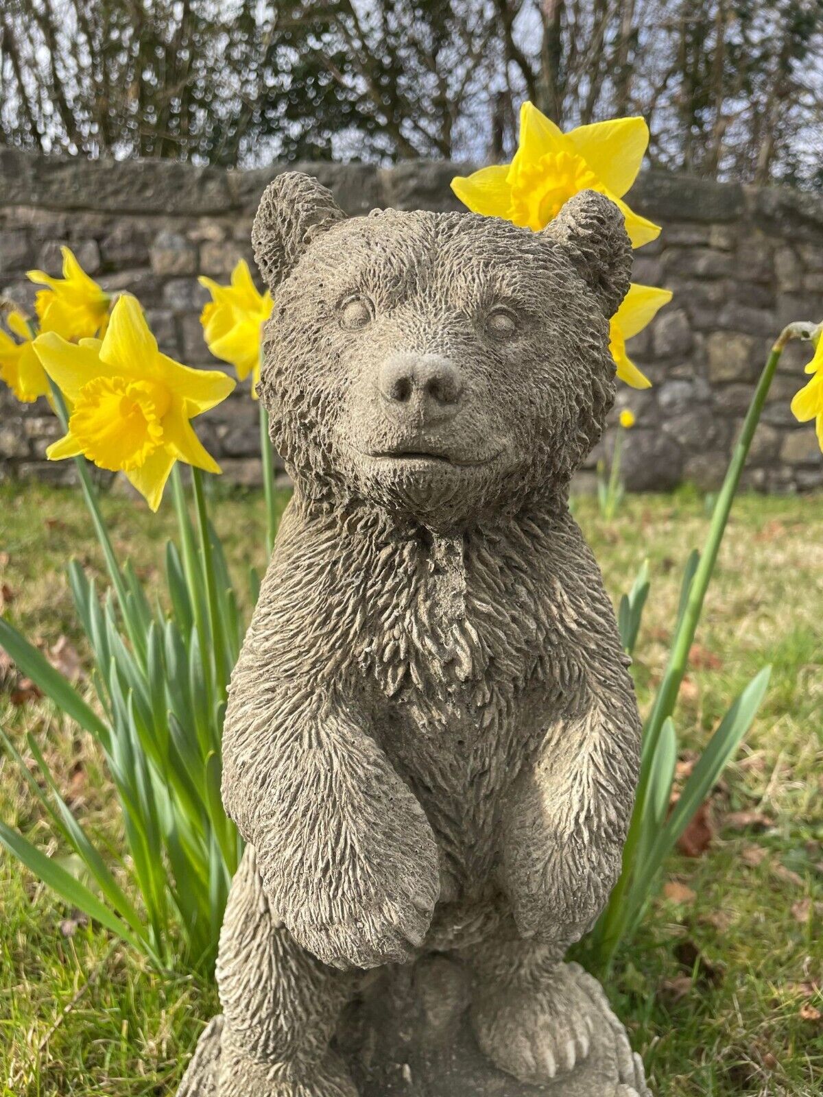 Standing Brown Bear Stone Statue