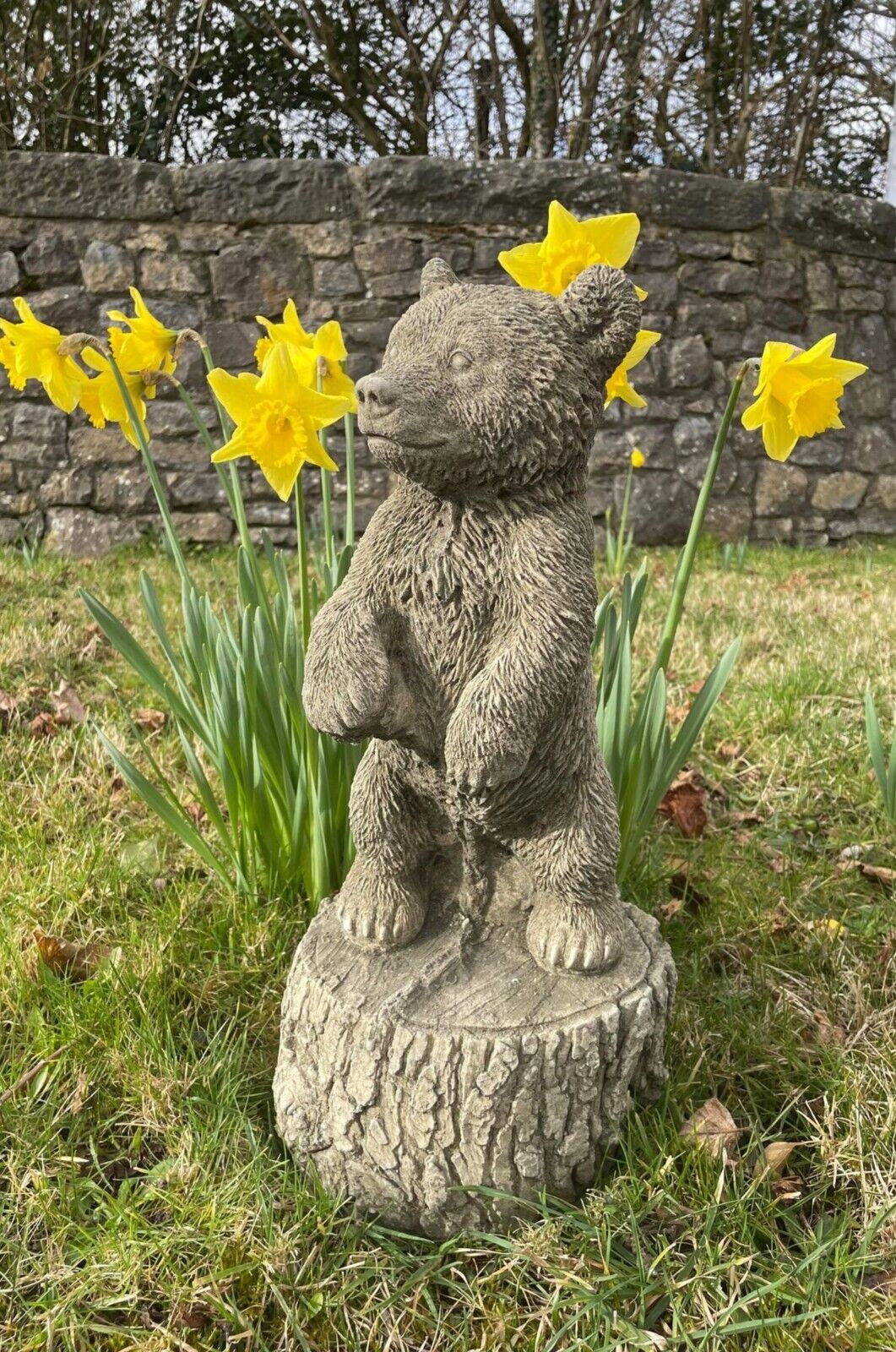 Standing Brown Bear Stone Statue