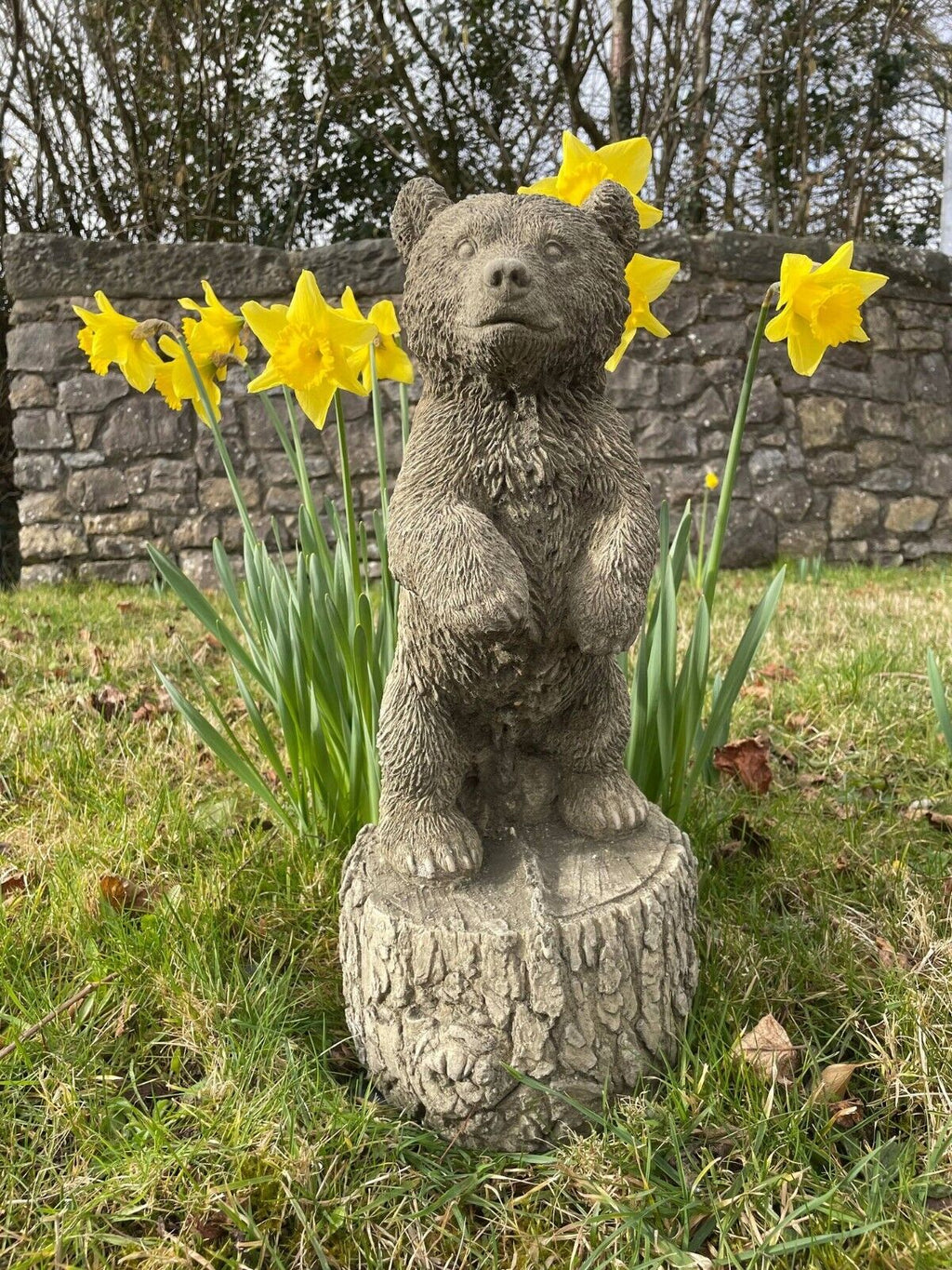 Standing Brown Bear Stone Statue