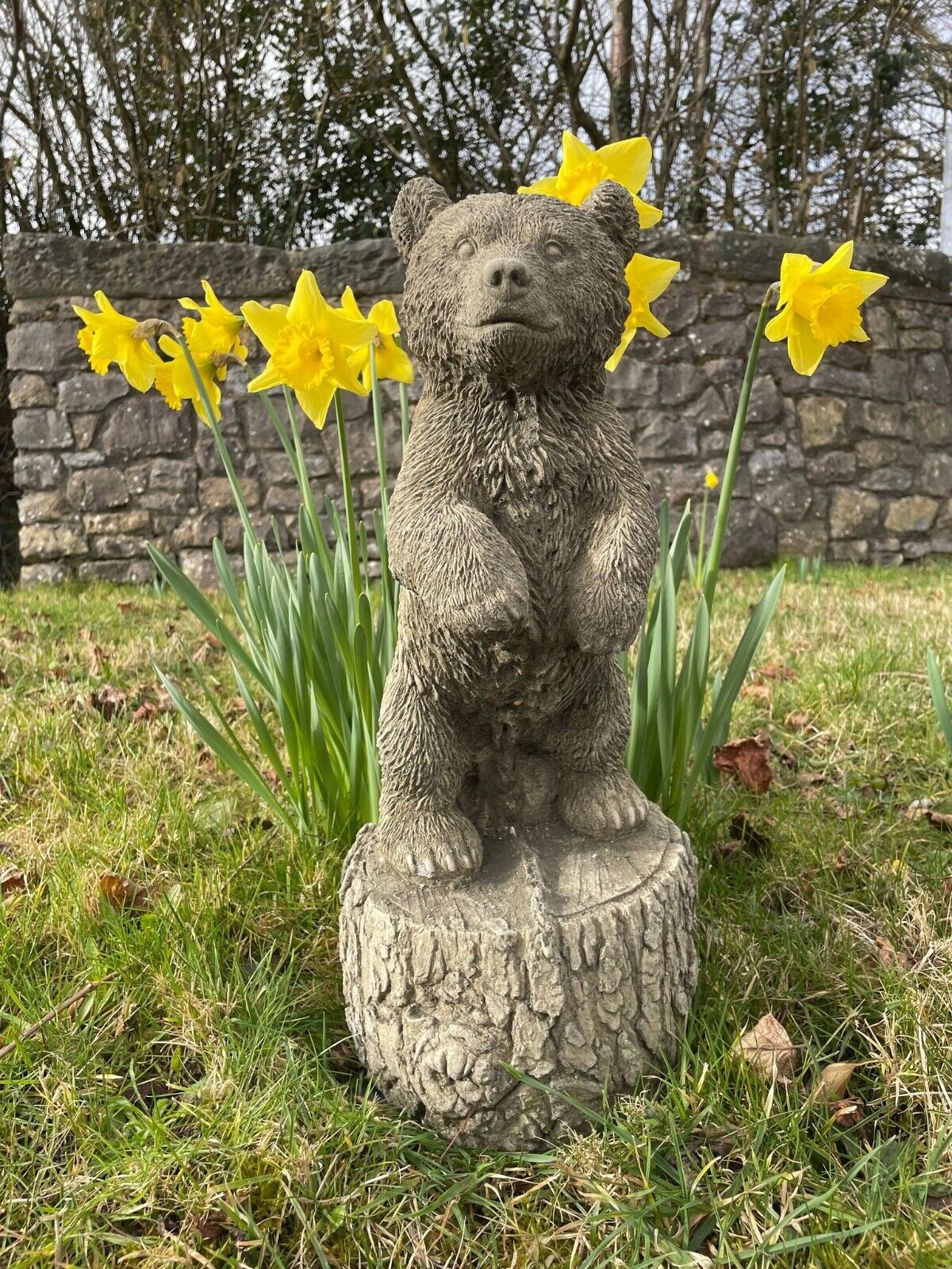 Standing Brown Bear Stone Statue