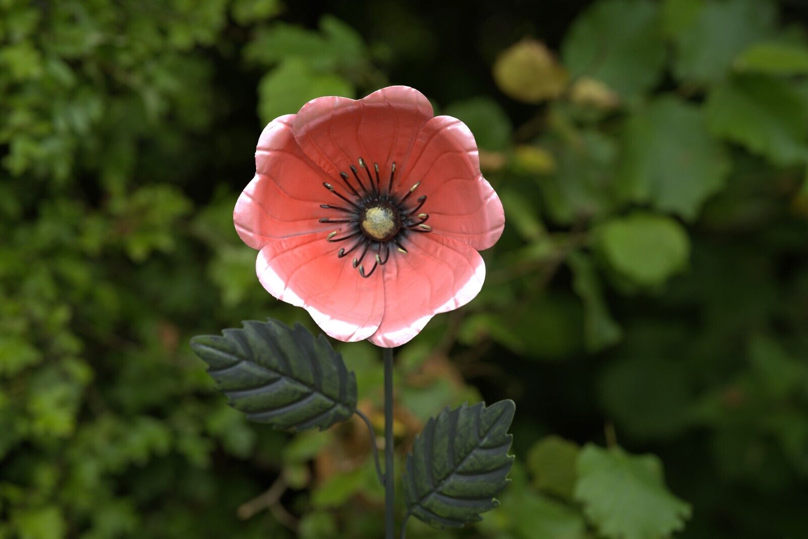 Large Metal Poppy Pink Flower Garden Ornament