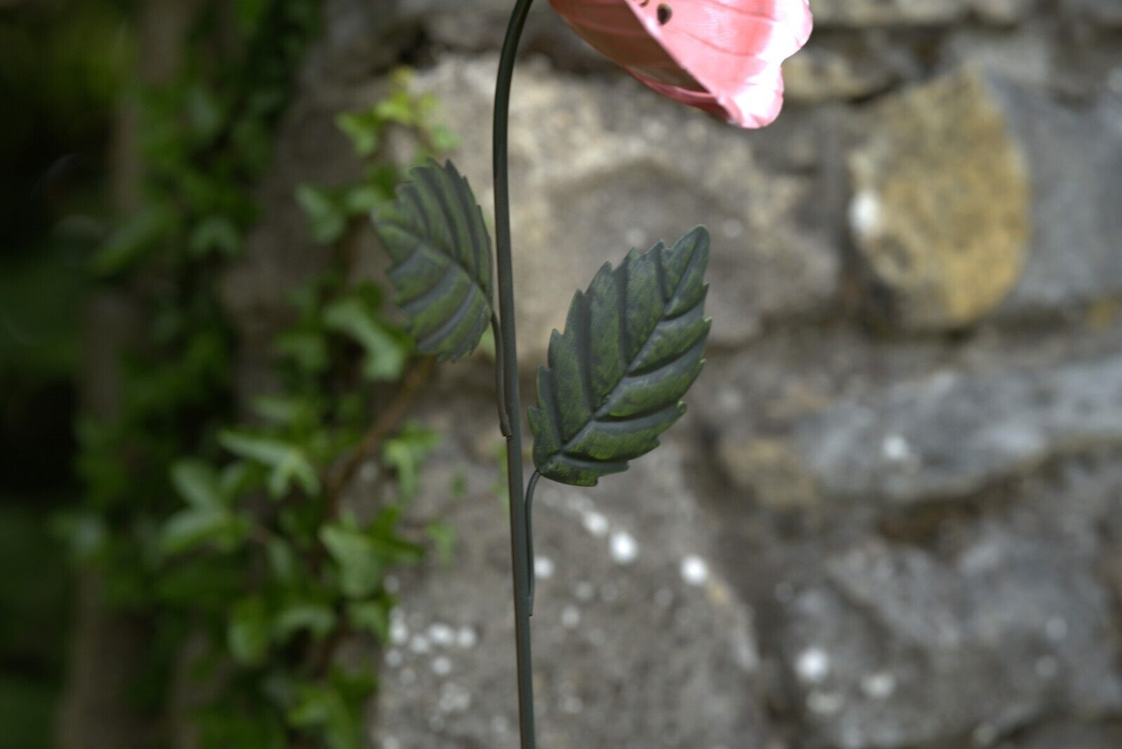 Large Metal Poppy Pink Flower Garden Ornament