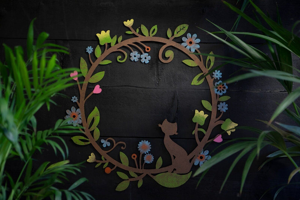 Cat Floral Hanging Wall Plaque