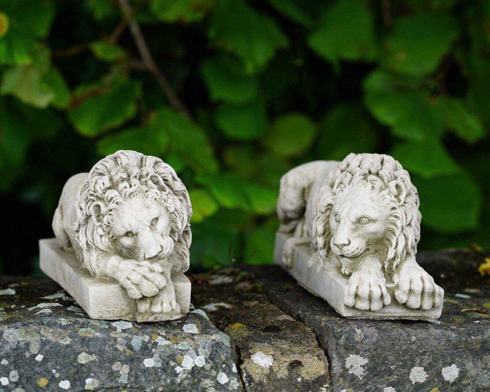 Pair of Canova Lion Stone Statues