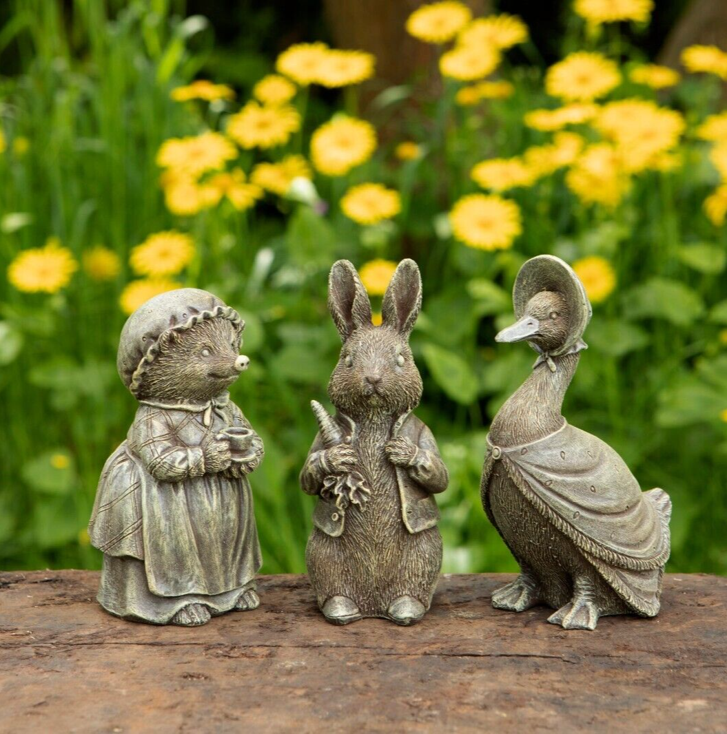 Set 3 Peter Rabbit, Jemima Puddle Duck & Mrs Hedgehog Resin Statue