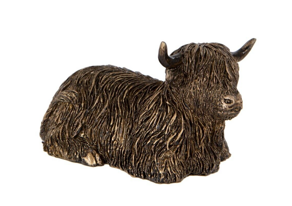 Highland Cow Sitting Resin Statue