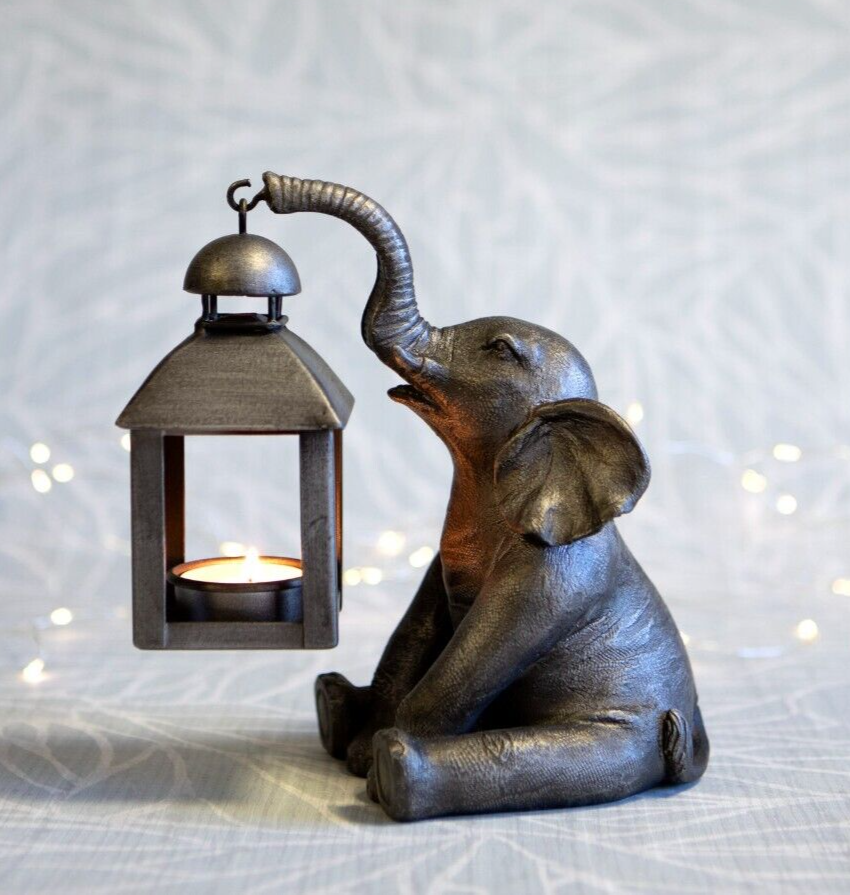 Elephant with Lantern Tealight Holder