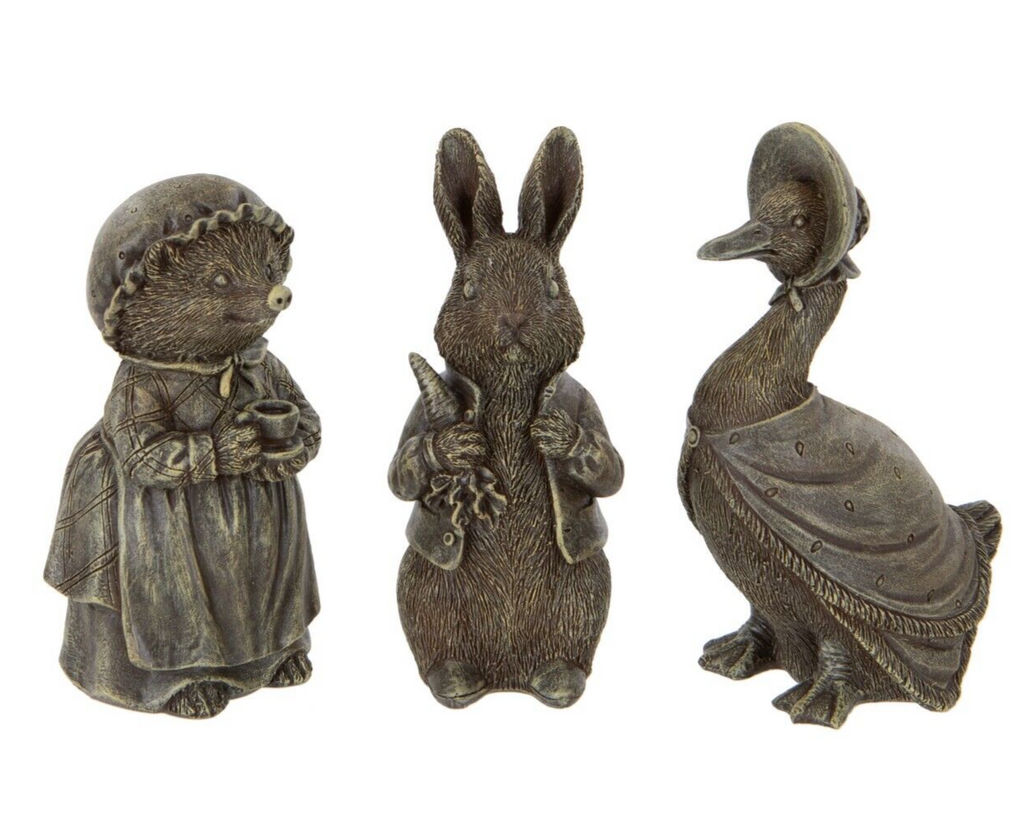 Set 3 Peter Rabbit, Jemima Puddle Duck & Mrs Hedgehog Resin Statue