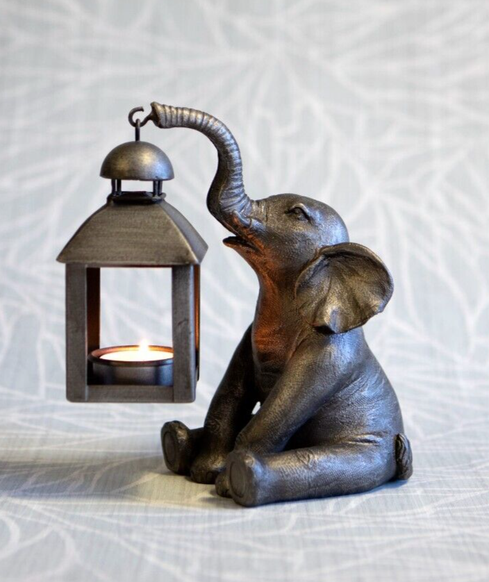 Elephant with Lantern Tealight Holder
