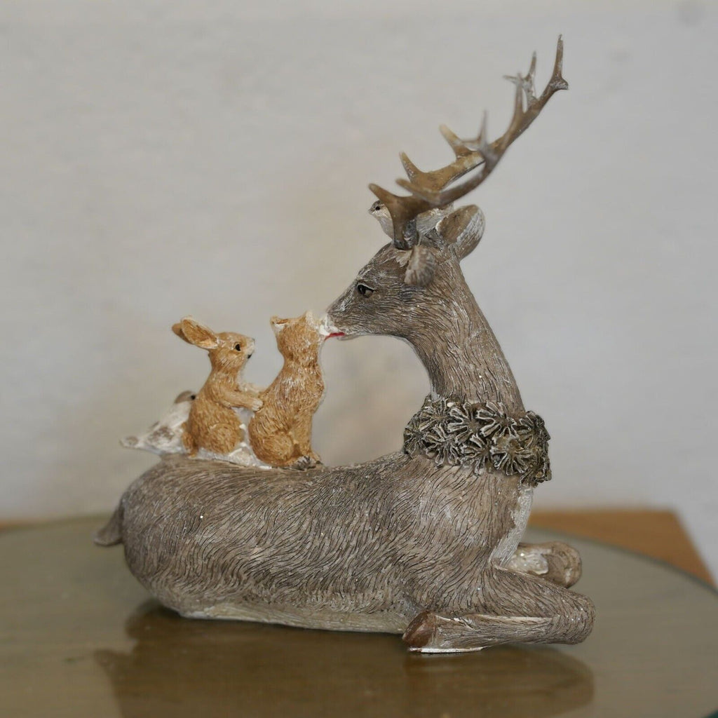 Sitting Stag + Animals Christmas Ornament