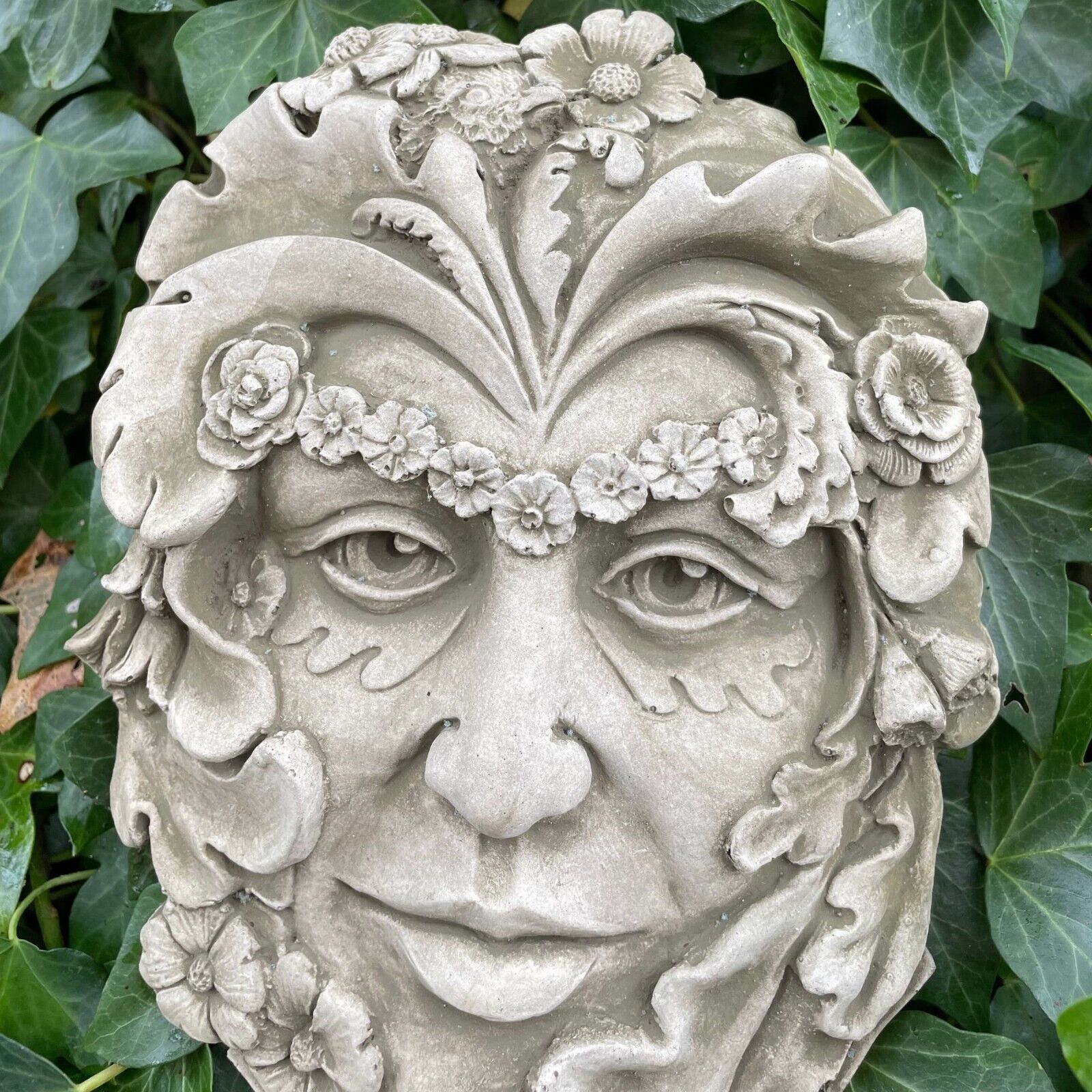 Spring Green Man Stone Hanging Plaque