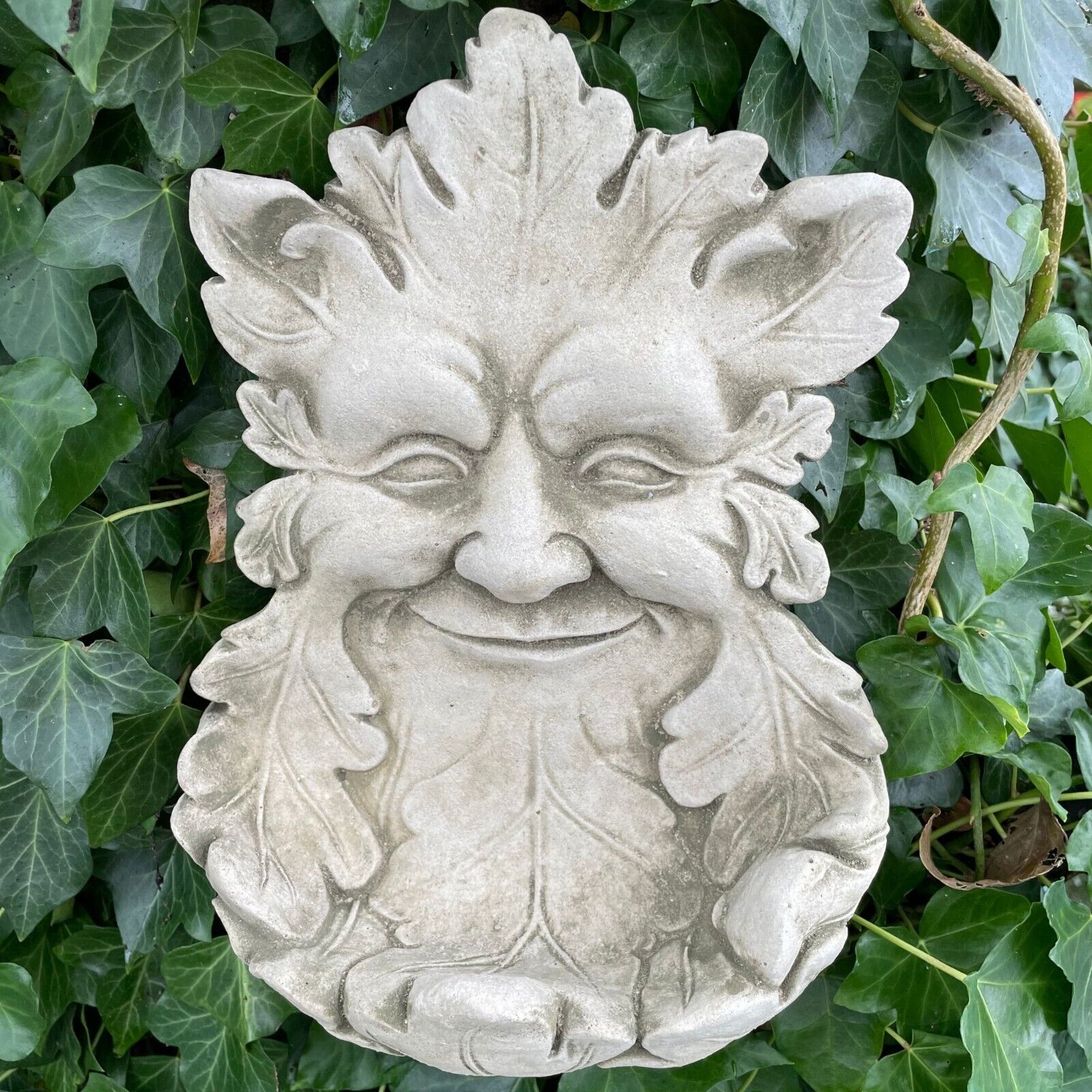 Green Man Bird Feeder Stone Hanging Plaque
