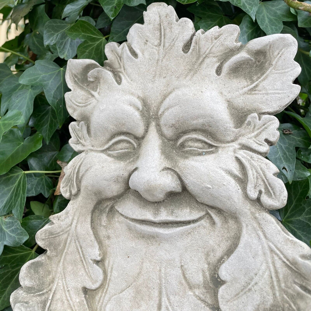 Green Man Bird Feeder Stone Hanging Plaque