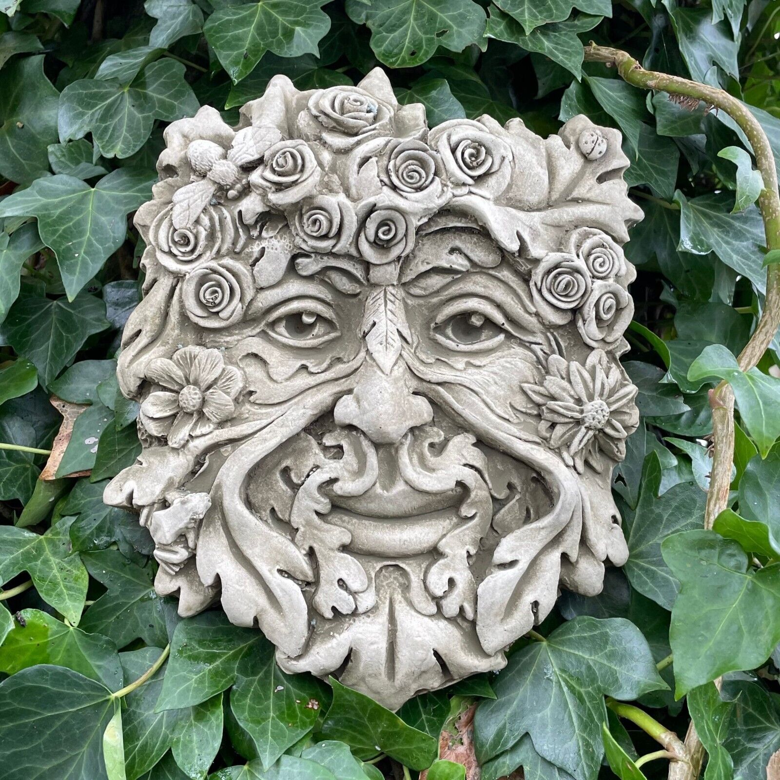 Summer Green Man Stone Hanging Plaque